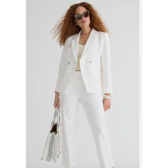 NWT J. Crew Devon Blazer in Bi-Stretch Cotton Blend in Ivory Size 20 Style BP412 - Picture 2 of 14